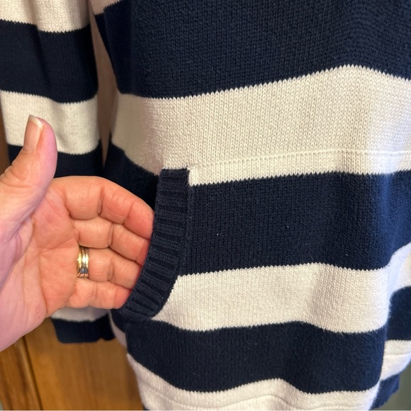 Jones New York Sport Nautical Sweater Woman’s Large Blue White V Neck Ribbed - Picture 3 of 11